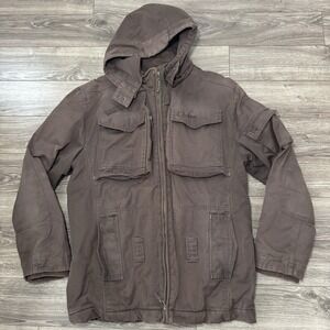 Oxbow Hooded Outdoor Jacket Mens M Brown Utility Coat Explorer Outerwear Faded